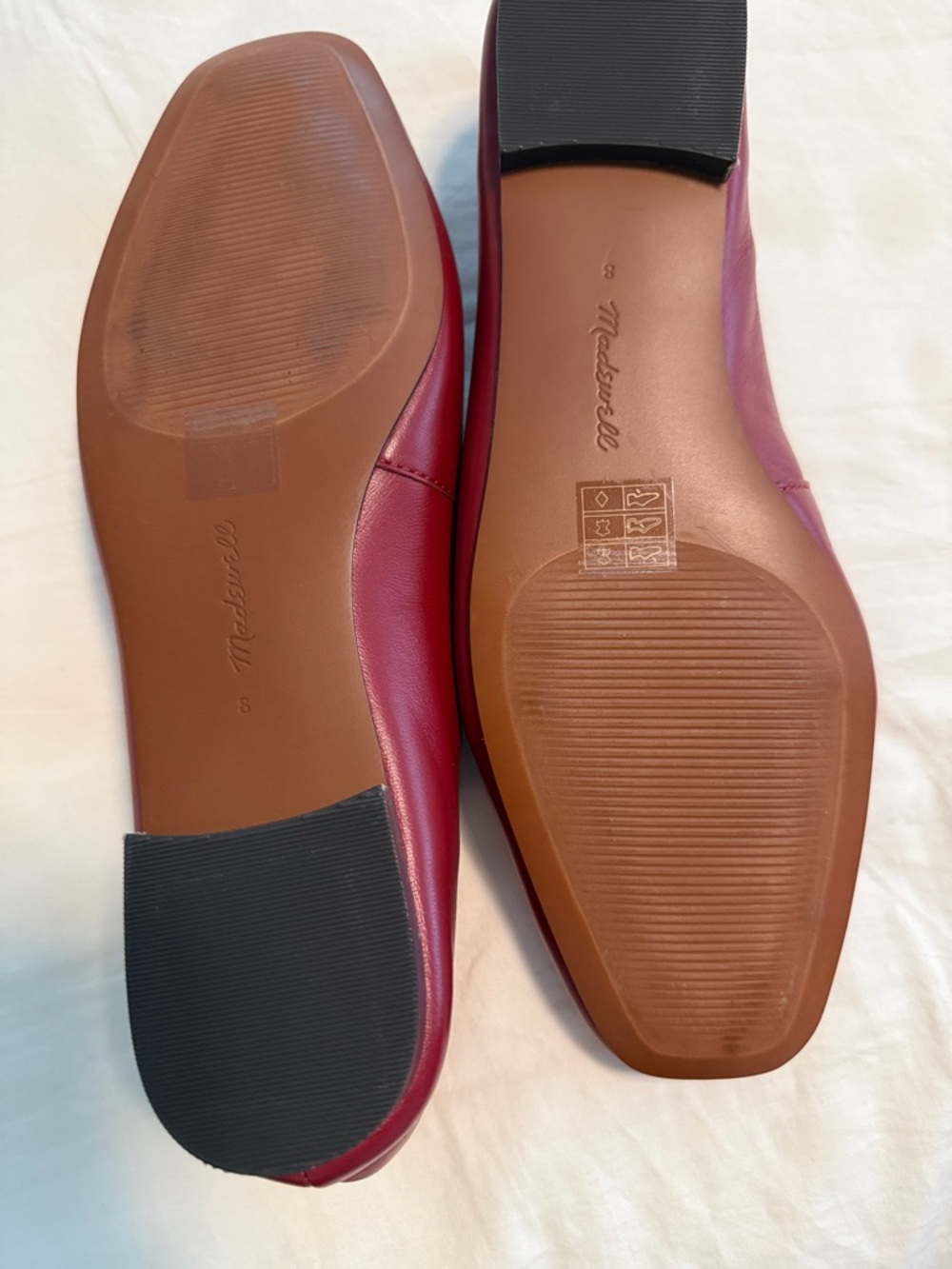 Madewell Women's Burgundy Leather Square-Toe Flats - Picture 3 of 3